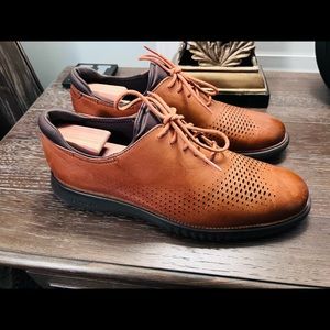 2.ZERØGRAND Lined Laser Wingtip Oxford, British Tan-Java, Size 12